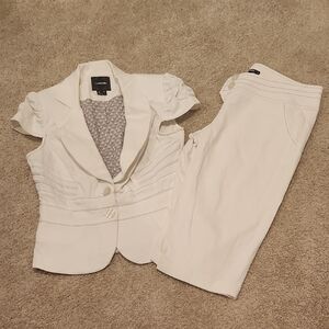 My Michelle White Pantsuit (knee length) with Tailored Fit and Notched Lapels